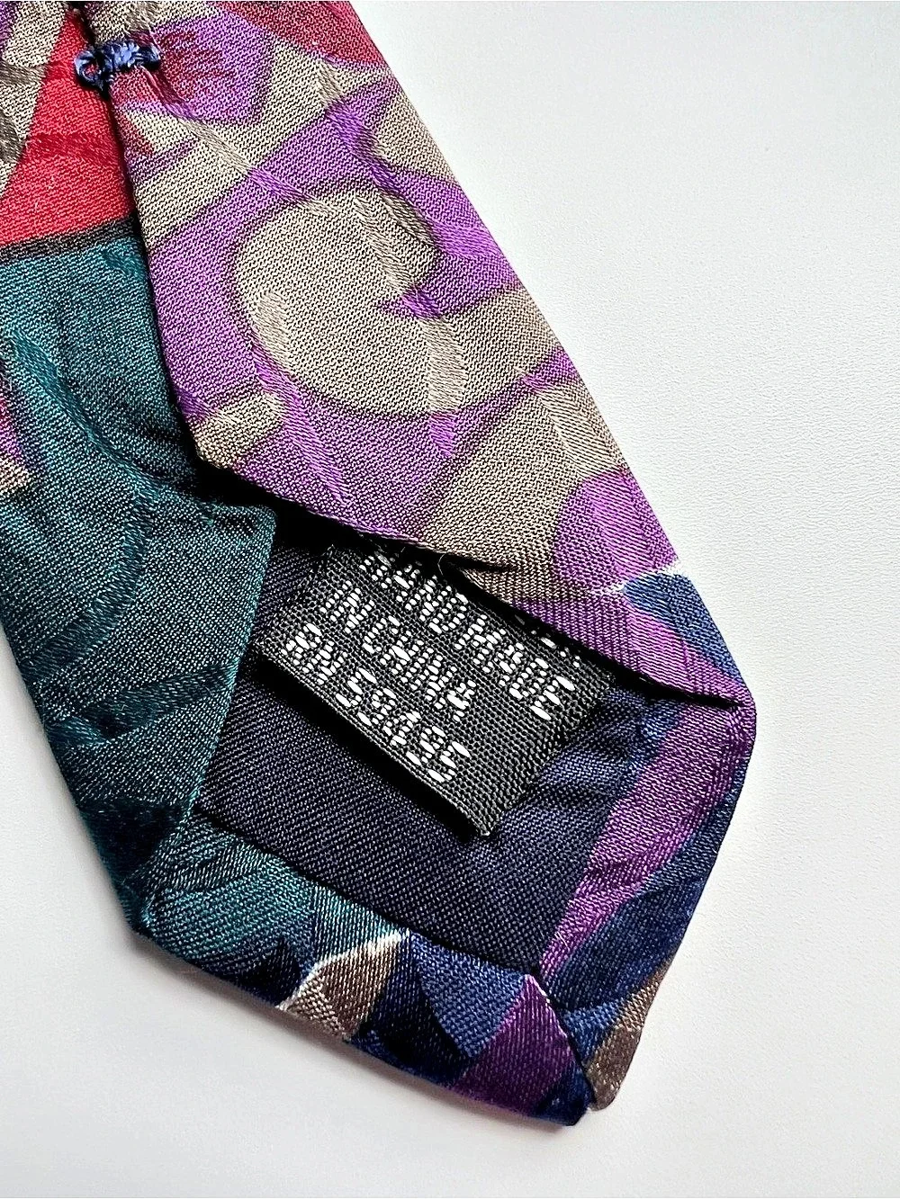 Vintage 1990s Stefano Rossini 100% Silk Wide Tie 4” Abstract Geometric Retro